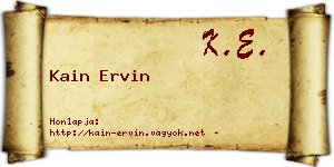 Kain Ervin névjegykártya